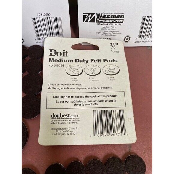 152 Mixed Sizes Lot Brown Felt Pads Round Self-Stick Soft Touch Waxman Do-It - Picture 6 of 7